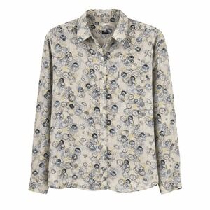 Ann Taylor SP Art Print Postal Stamp Button Down Shirt